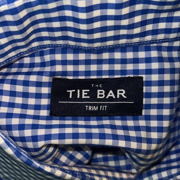 NWT The Tie Bar Blue Gingham Dress Shirt - Picture 4 of 6